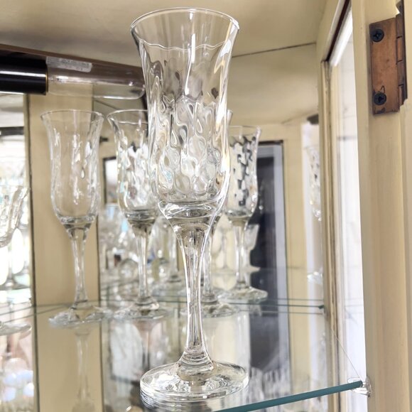 Circleware 1990s Optic Swirl Clear Champagne Flutes Set 4 Vintage Stemware 6 oz - Picture 11 of 12